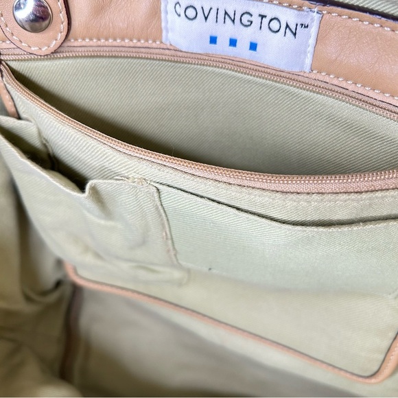 Covington Leather and  Canvas Red Tote with Buckle - Picture 8 of 10